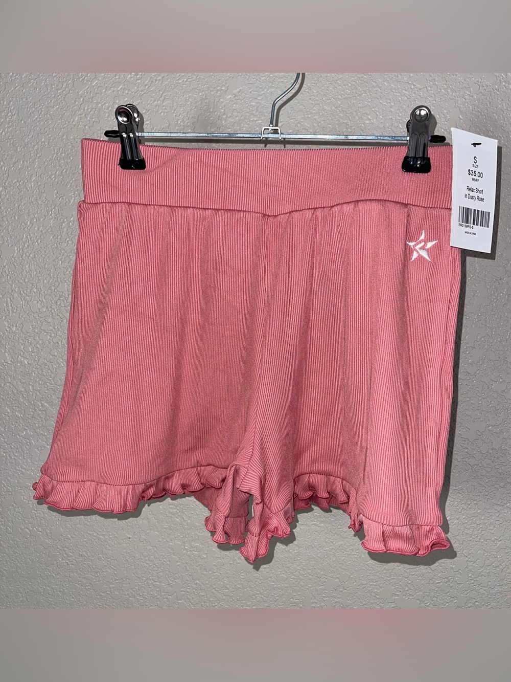 Women’s Pink Ruffle Hem Lounge Shorts